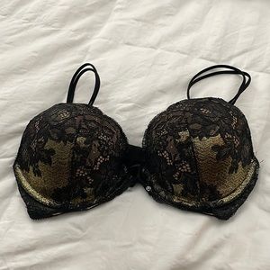 VS lace bra adorned with small bow and beads